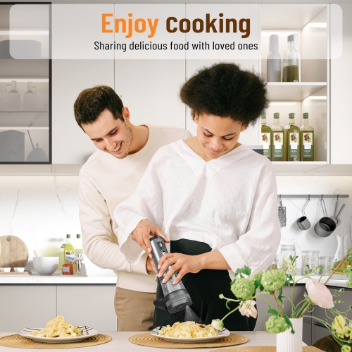 Moulin à sel et à poivre électrique, 2 vitesses ​​Réglages&nbsp;: Moulin à poivre automatique rechargeable en acier inoxydable avec base de