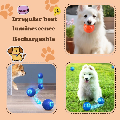 Interactive Dog Toy Ball, USB Rechargeable Motion Activated Automatic Rolling Ball Toy for Small/Medium/Large Dogs