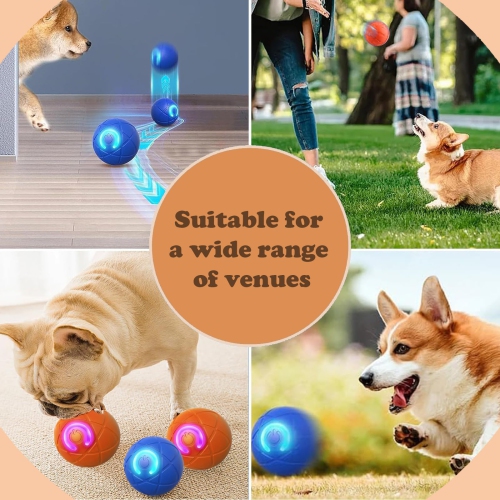 Interactive Dog Toy Ball, USB Rechargeable Motion Activated Automatic Rolling Ball Toy for Small/Medium/Large Dogs