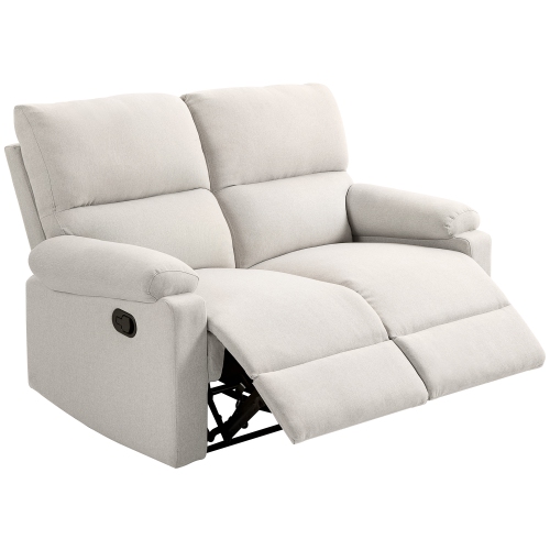 HOMCOM Double Reclining Loveseat, 2 Seater Manual Recliner Chair, Upholstered Reclining Sofa Chair with Footrest and Split Backrest, Cream White