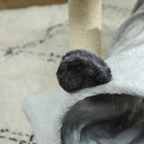 PawHut 18.5" Cat Tree, Small Cat Tower with Tunnel, Scratching Post, Plush Bed, Dangling Ball, Compact Kitten Activity Centre for Indoor, Grey