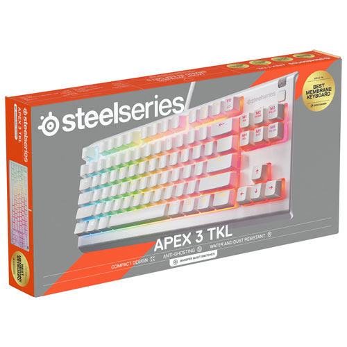Clavier de jeu ergonomique rétroéclairé sans pavé numérique Apex 3 de SteelSeries - Blanc - Anglais