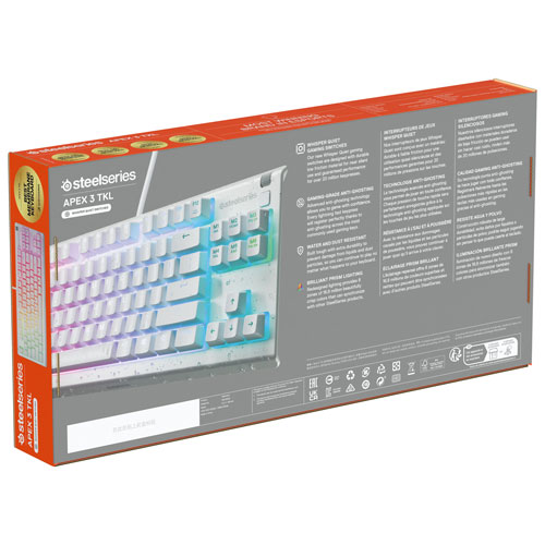 Clavier de jeu ergonomique rétroéclairé sans pavé numérique Apex 3 de SteelSeries - Blanc - Anglais