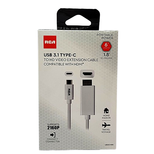 USB-C to HDMI 6 Foot Cable – Ultra HD 2160p