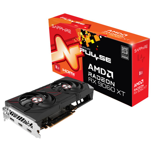 Carte graphique AMD Radeon RX 9060 XT à mémoire GDDR6 de 8 Go Pulse de Sapphire