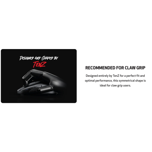 Pulsar TenZ Signature Edition Wireless Gaming Mouse - Ultra-Lightweight 47g, 8K Polling, PAW3395 Sensor, Symmetrical Shape - Black