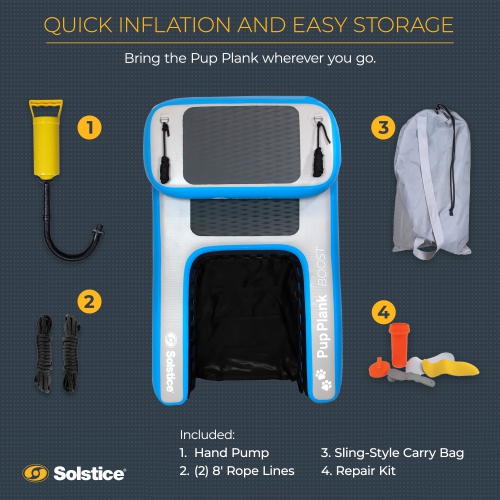 Solstice Original Inflatable Pup Plank Dog Float Floating Ramp Ladder for Pools