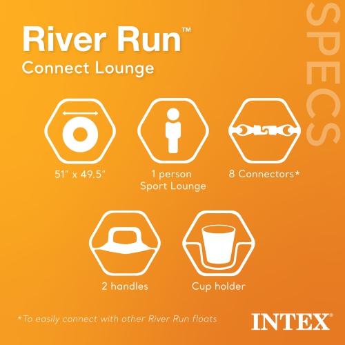 Intex River Run Connect Vinyl Lounge Inflatable Floating Water Tubes
