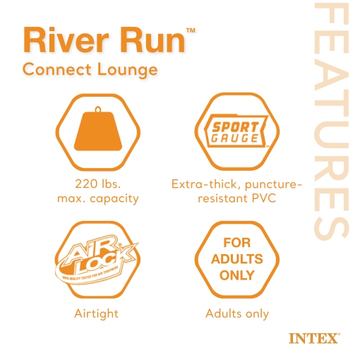 Intex River Run Connect Vinyl Lounge Inflatable Floating Water Tubes