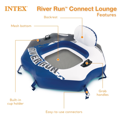 Intex River Run Connect Vinyl Lounge Inflatable Floating Water Tubes