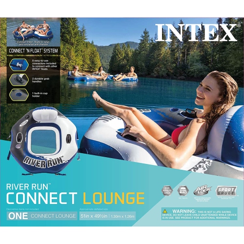 Intex River Run Connect Vinyl Lounge Inflatable Floating Water Tubes