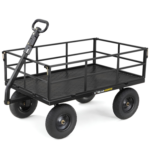 Gorilla Carts Steel Utility Cart, 9 Cubic Feet Garden Wagon with Removable Sides