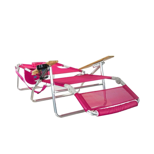 Ostrich Original – Chaise longue de plage d'extérieur légère 3N1 avec repose-pieds, rose