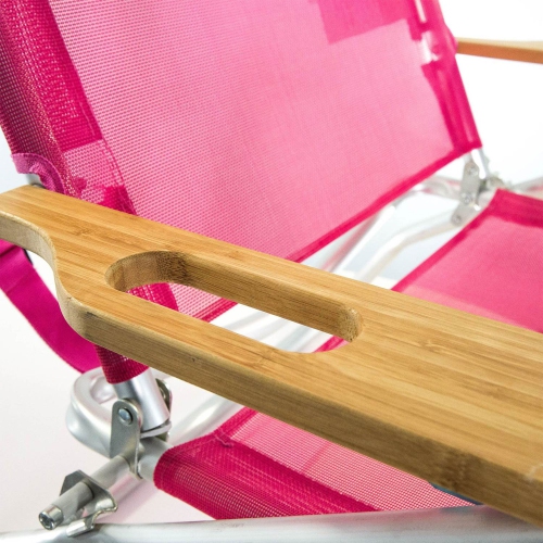 Ostrich Original – Chaise longue de plage d'extérieur légère 3N1 avec repose-pieds, rose