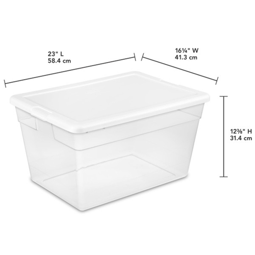 Sterilite 56 Quart Clear Plastic Storage Container with Latching Lid