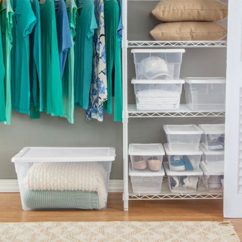 Sterilite 56 Quart Clear Plastic Storage Container with Latching Lid