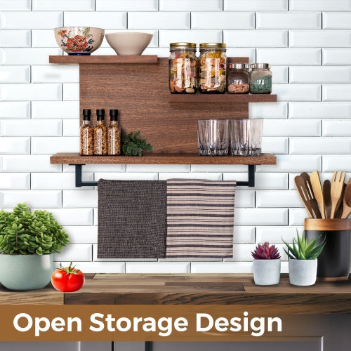 Straga 23" Mahogany 3-Tier Shelf w/18" Towel Bar - Floating Bathroom Organizer for Towels & Decor - Powder Room, Bedroom - Made in Canada 03