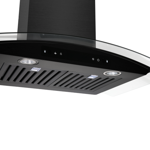 Vesta Amsterdam 36" Wall Mount 800CFM 6-Speed Stainless Steel Metallic Black Range Hood