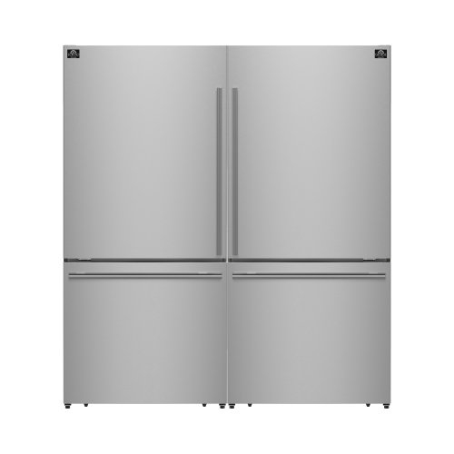 Forno Milano 2-Piece 62-Inch Freestanding Dual Bottom Freezer Refrigerator, Stainless Steel â€“ 34.4 cu.ft, Touch Control, Ice Maker