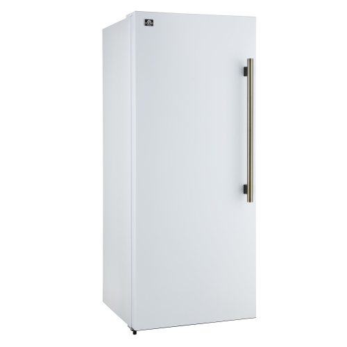Forno Maderno 28-Inch Convertible Upright Freezer/Refrigerator in White with Antique Brass Handle, 13.6 cu.ft., Left Swing