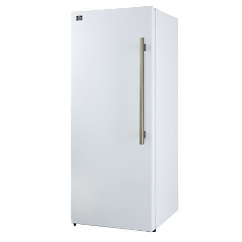 Forno Maderno 28-Inch Convertible Upright Freezer/Refrigerator in White with Antique Brass Handle, 13.6 cu.ft., Left Swing