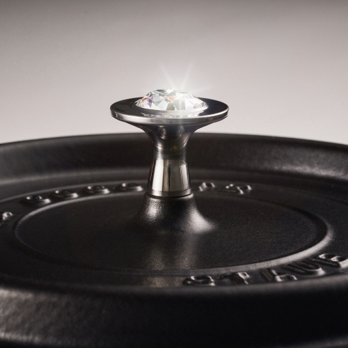 Fonte STAUB - Accessoires Bouton rond en acier inoxydable orné de cristal de Swarovski