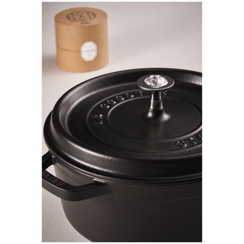 Fonte STAUB - Accessoires Bouton rond en acier inoxydable orné de cristal de Swarovski