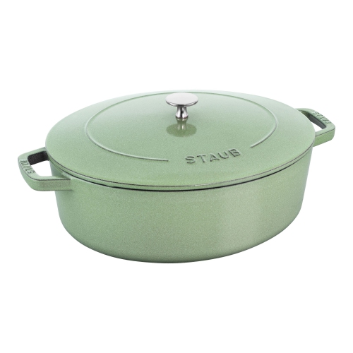 STAUB La Cocotte 5.5 L Cast Iron Oval French Oven, Sage