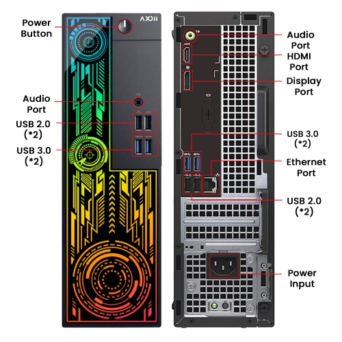 Refurbished - AXOII RGB SFF Computer PC - Intel Core i5 8500 Processor, 16GB DDR4 RAM, 1TB NVMe SSD, Windows 11 Pro, Wi-Fi, Bluetooth – Office or
