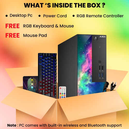 Refurbished - AXOII RGB SFF Computer PC - Intel Core i5 9500 Processor, 16GB DDR4 RAM, 512GB NVMe SSD, Wi-Fi, Bluetooth, Windows 11 Pro – Ideal for