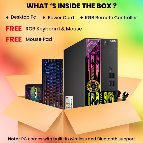 Refurbished - AXOII RGB SFF Computer PC - Intel Core i5 9500 Processor, 16GB DDR4 RAM, 1TB NVMe SSD, Windows 11 Pro, Wi-Fi, Bluetooth – Office or