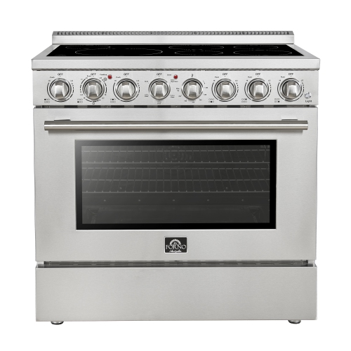 FORNO  Paolo 36 Inch Freestanding Electric Range, Stainless Steel, 5.44 Cu.ft, True Convection Oven, Energy Efficient