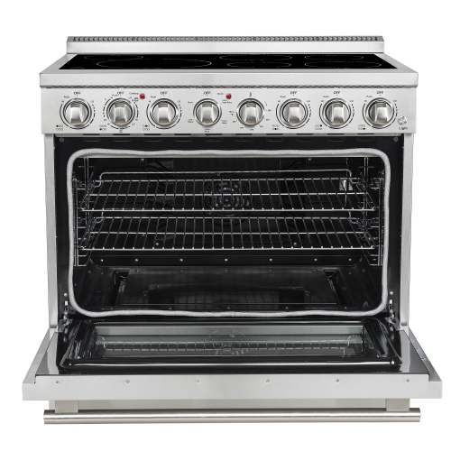 Forno Paolo 36 Inch Freestanding Electric Range, Stainless Steel, 5.44 cu.ft, True Convection Oven, Energy Efficient