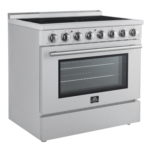 Forno Paolo 36 Inch Freestanding Electric Range, Stainless Steel, 5.44 cu.ft, True Convection Oven, Energy Efficient