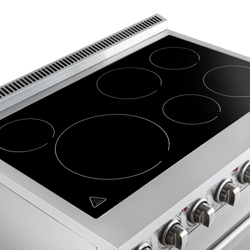 Forno Paolo 36 Inch Freestanding Electric Range, Stainless Steel, 5.44 cu.ft, True Convection Oven, Energy Efficient