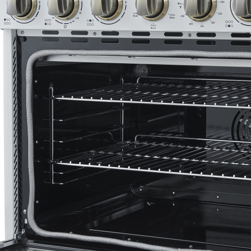 Forno Paolo 36 Inch White Freestanding Electric Range, Stainless Steel, 5.44 cu.ft, True Convection Oven, Energy Efficient