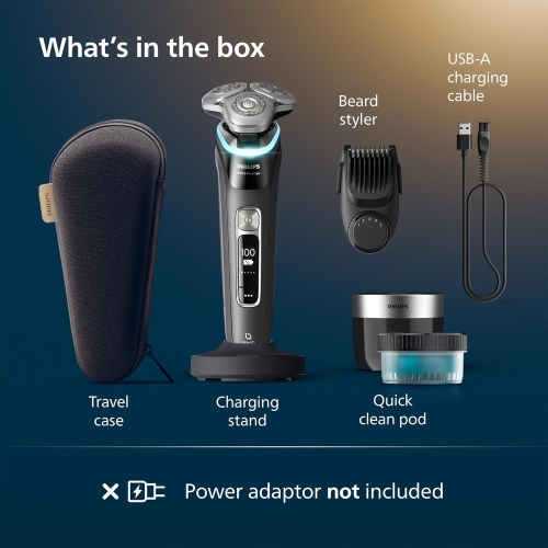 Philips Electric Shaver Series i9000 Prestige, Wet & Dry with 360° Precision Flexing Head & Triple Action Lift & Cut, Ink Black, AMZ Exclusive,