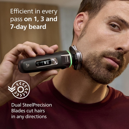 Philips Electric Shaver Series i9000 Prestige, Wet & Dry with 360° Precision Flexing Head & Triple Action Lift & Cut, Ink Black, AMZ Exclusive,