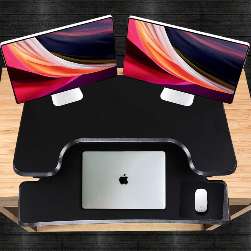 Standing Desk Converter 33", Height Adjustable Sit Stand Desk Riser | 35lbs Capacity | Adjustable Height Range 4.3"–19.3" | Removable Tray, Non-Slip