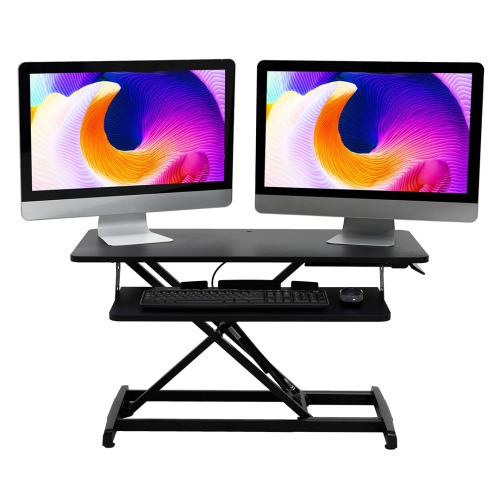 Surélévateur de bureau assis/debout réglable | Plateau supérieur de 35 po de large | Capacité de 35 lb | Hauteur ergonomique de 4,3 à 19,3 po |