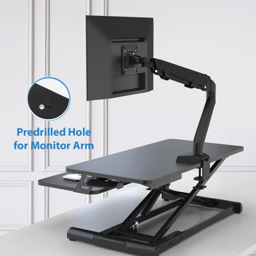 Surélévateur de bureau assis/debout réglable | Plateau supérieur de 35 po de large | Capacité de 35 lb | Hauteur ergonomique de 4,3 à 19,3 po |