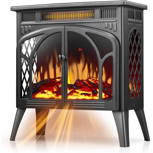 COWSAR  Electric Fireplace Stove Freestanding Electric Fireplace Heater \w 3D Flame, Remote Control, Fake Fireplace, Infrared, Overheat Safety System