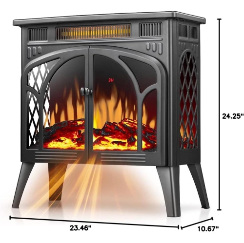 COWSAR Electric Fireplace Stove Freestanding Electric Fireplace Heater with 3D Flame, Remote Control,Fake Fireplace, Infrared, Overheat Safety