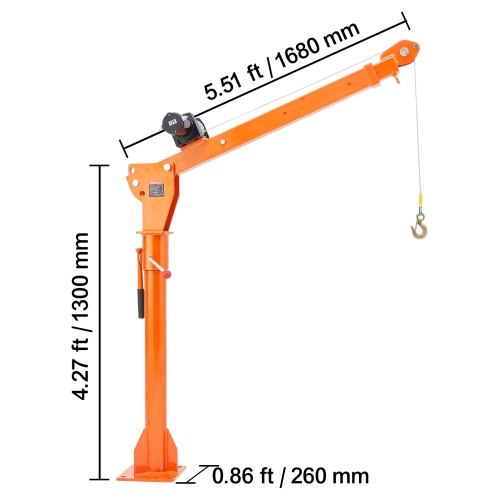 VEVOR 1100 lbs Electric Pickup Truck Crane, Folding Truck-Mounted Bed Crane with Electric Winch 3500 lbs, Steel Pickup Truck Jib Crane Hoist 360°