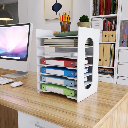 5/7-Tier Office Paper Organizer for Desk Desktop Organizer File Holder Office Desk Organizer Letter Tray & A4 Paper Holder Document Storage Rack for
