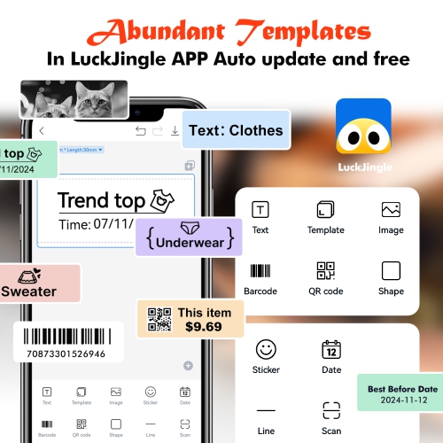 Label Maker Machine with Tape, Portable Bluetooth Mini Label Printer with Versatile App for School Home Office Organization