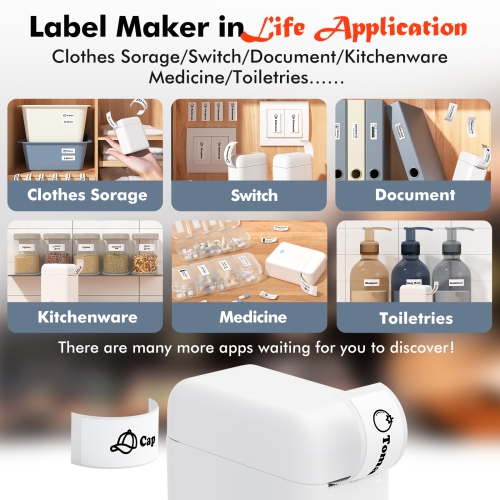 Label Maker Machine with Tape, Portable Bluetooth Mini Label Printer with Versatile App for School Home Office Organization