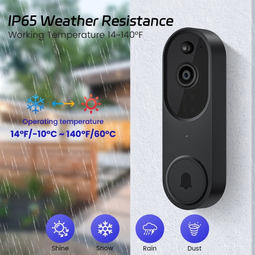 1080P Video Doorbell Camera, Smart Human Detection, Cloud Storage, Chime Included, Live View, 2-Way Audio, IR Night Vision, Battery Powered