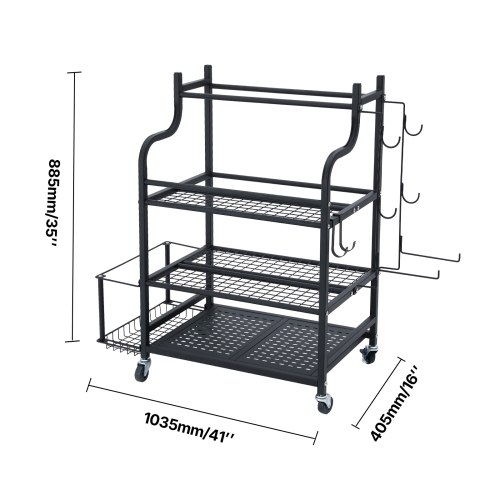 VEVOR Yoga Mat Storage Rack, Home Gym Workout Equipment Organizer, Powder Coated Finish Steel Yoga Mat Holder with Hooks & Wheels, Weight Rack for