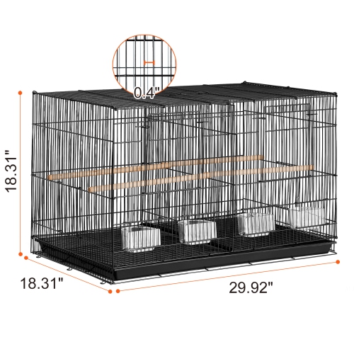 VEVOR 30-inch Flight Bird Cage, Stackable Divided Small Parakeet Cage for Parrots Canaries Cockatiels Lovebirds Finches Budgies Conures Macaws Pet